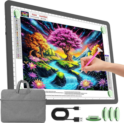 TOHETO Rechargeable A2 Light Pad for Diamond Painting 25.2''x18.4'', Magnetic Diamond Art Light Board, Wireless Lightbox for Tracing and Drawing, Cordless LED Light Table for Sketching, Weeding Vinyl