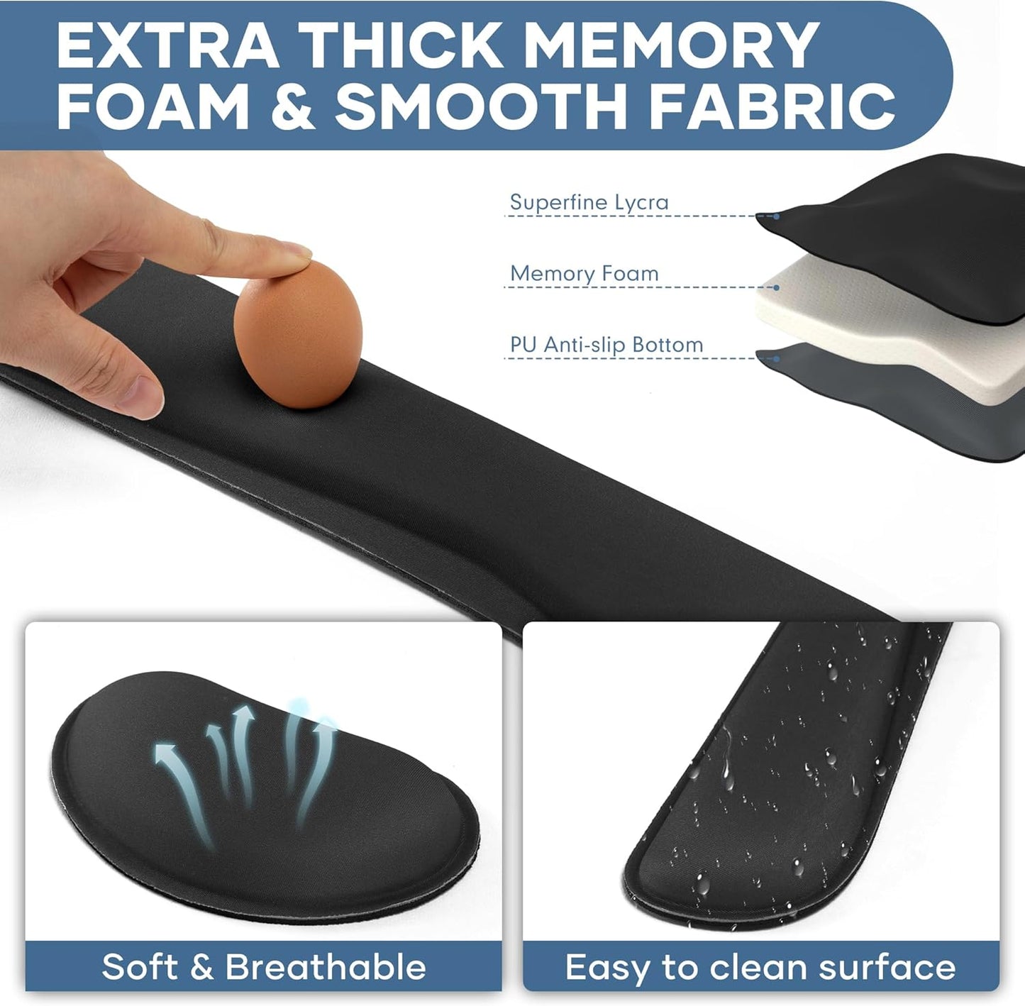 Office Ergonomic Memory Foam Computer Mouse and Keyboard Wrist Rest pad Support Carpal Tunnel, Wrist Rest for Keyboard and Mouse, Wrist Support Set