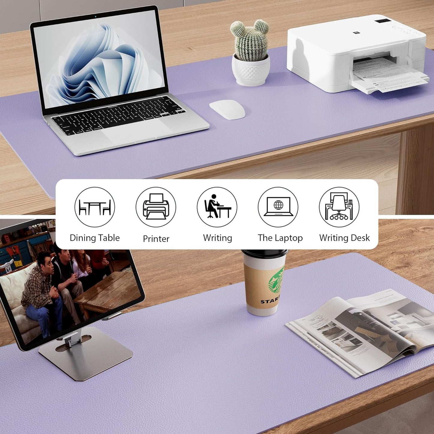 Aothia Leather Desk Pad Protector, Mouse Pad, Office Desk Mat, Non-Slip PU Leather Desk Blotter, Laptop Desk Pad, Waterproof Desk Writing Pad for Office and Home(Dark Blue,31.5" x 15.7") - Colors B