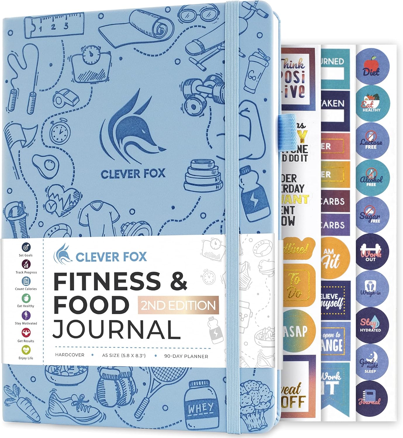 Clever Fox Fitness & Food Journal – Nutrition & Workout Planner for Women & Men – Diet & Gym Exercise Log Book with Calendars, Diet & Training Trackers - Undated, A5 Size, Hardcover (Forest Green)