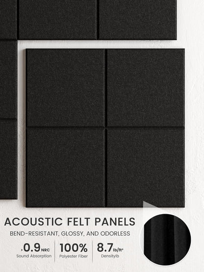 Bumusty Large Cork Board Alternative-48 x 36" Felt Bulletin Board Tiles, with 30 Pushpins, 70 Adhesive Tabs, Bold-Stripe 12-Pack, Cork Boards for Office Push Pin Board Felt Board-Carbon Blue