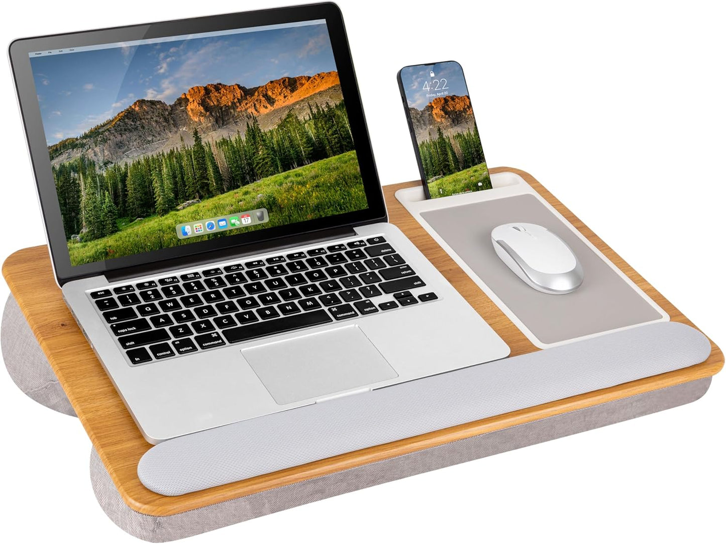 LAPGEAR Home Office Lap Desk with Device Ledge, Mouse Pad, and Phone Holder - Black Carbon - Fits up to 15.6 Inch Laptops - Style No. 91588