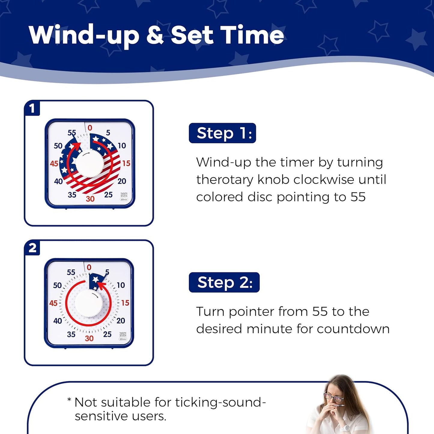 Visual Timer 7.5 inch; 60 Minute 1 Hour Countdown Timer for Kids Classroom Teaching Tool Home Office Meeting, Mechanical Countdown Clock for Exam Time Management Magnetic, Sky Blue with Colorful Disc