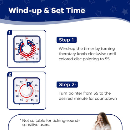 Visual Timer 7.5 inch; 60 Minute 1 Hour Countdown Timer for Kids Classroom Teaching Tool Home Office Meeting, Mechanical Countdown Clock for Exam Time Management Magnetic, Sky Blue with Colorful Disc