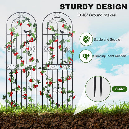 2 Pack 70.8" H x 19.7" W Metal Garden Trellis with Black Coating, Wire Lattice Grid Panel for Climbing Plants Outdoor Roses Vine Cucumbers Vegetables Flower Support (70.8" H, 2 Pack)