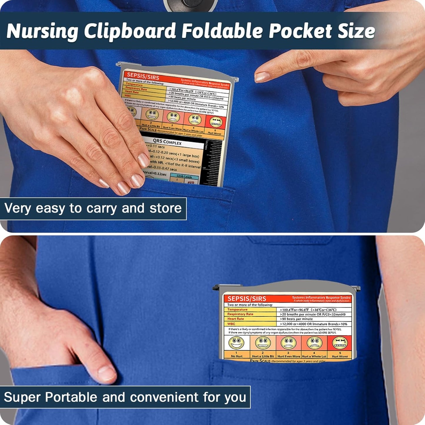 Clipboard Foldable Without Edition Cheat Sheets Aluminum 3 Layers Foldable Clipboards Pocket Size Profile Clip Clipboards Notepad for Students, Nurses,Contractor Trucker Driver