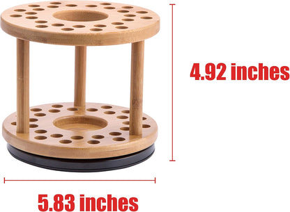 JackCubeDesign 360 Rotating Paint Brush Holder Bamboo Watercolor Artist Brush Water Coloring Organizer Display Stand Tray Rack with 27 Holes and 1 Big Hole – MK441A