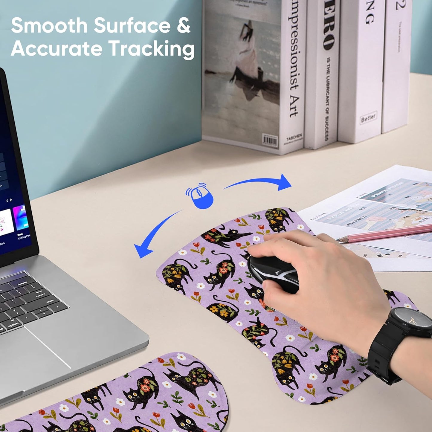 RICHEN Keyboard Wrist Rest Pad and Mouse Wrist Rest Support Mouse Pad Set,Sturdy & Comfortable & Lightweight for Easy Typing & Pain Relief-Ergonomic Support (Brown)