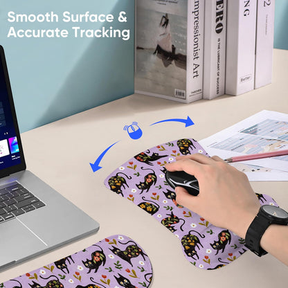 RICHEN Keyboard Wrist Rest Pad and Mouse Wrist Rest Support Mouse Pad Set,Sturdy & Comfortable & Lightweight for Easy Typing & Pain Relief-Ergonomic Support (Brown)