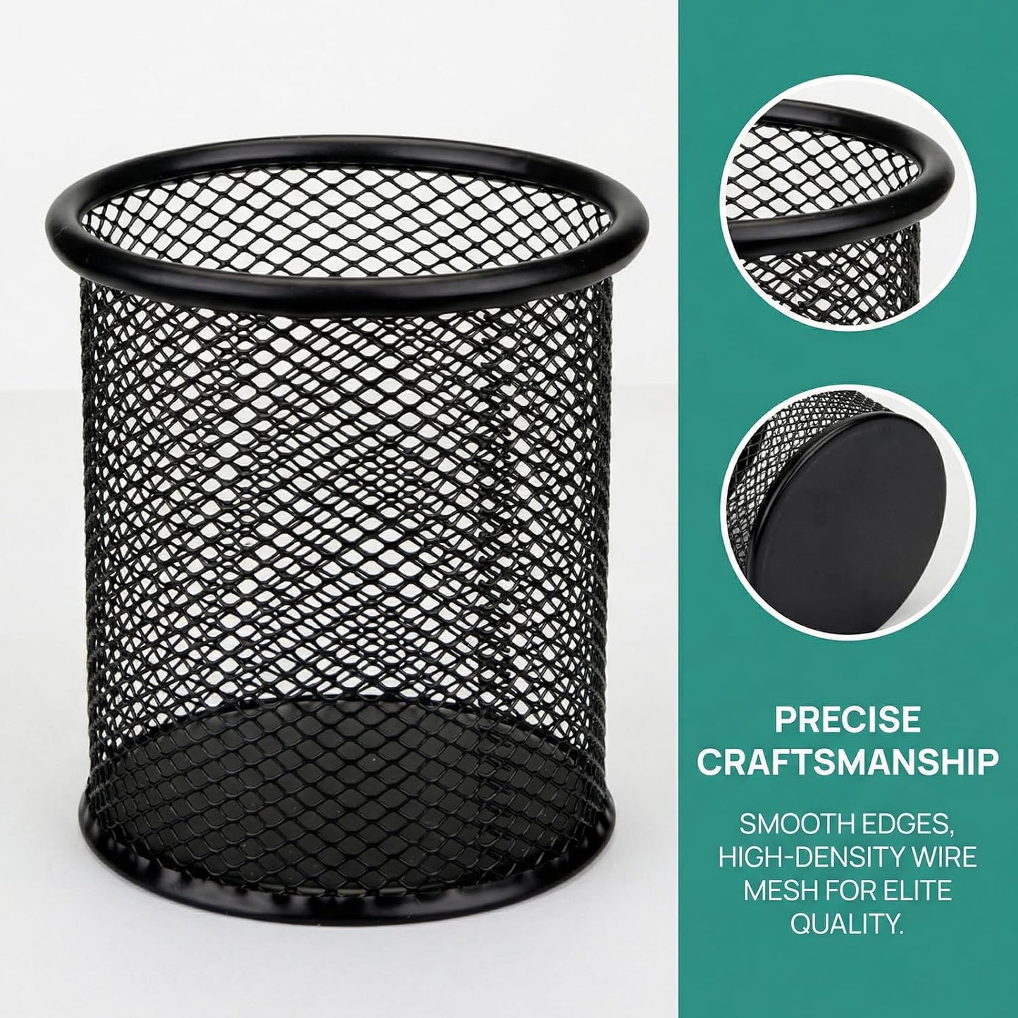Nicunom 12 Pack Metal Pen Holder Wire Mesh Pen Cup Pencil Holder Pencil Cup for Desk Office Pen Organizer, Black