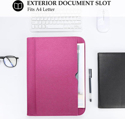 ProCase Portfolio Business Padfolio Folder with Zipper, Conference Meeting Executive File Legal Document Organizer with Pockets Letter Size A4 Writing Pad Notepad Padfolio -Black