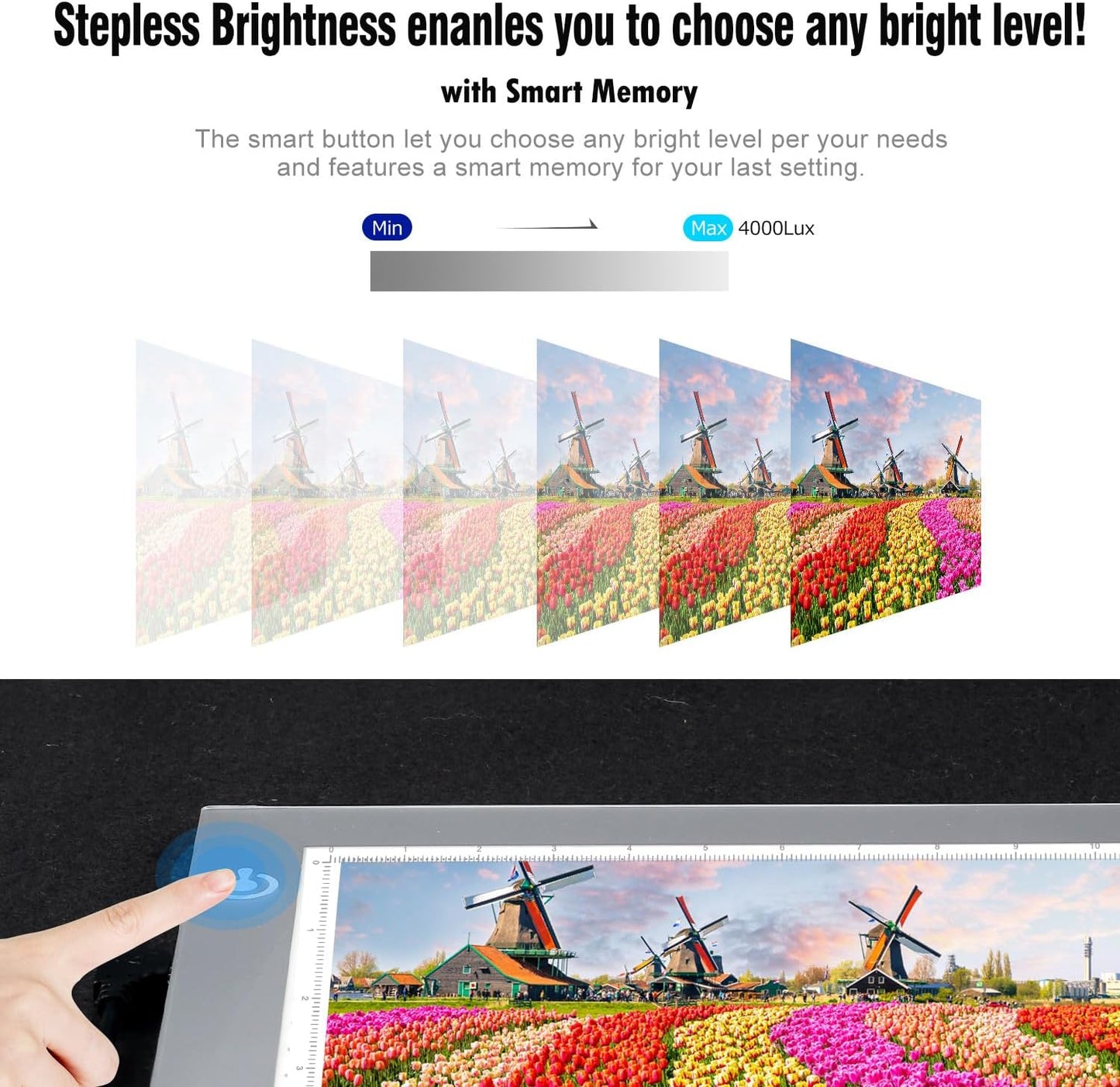 LitEnergy A3 Copy Light Board Tracing Box, Ultra-Thin Adjustable Drawing Tablet USB Power Artcraft LED Tracer Pad for Diamond Art Painting Accessories, Streaming, Sketching, Animation, Stenciling
