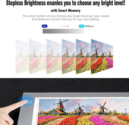 LitEnergy A3 Copy Light Board Tracing Box, Ultra-Thin Adjustable Drawing Tablet USB Power Artcraft LED Tracer Pad for Diamond Art Painting Accessories, Streaming, Sketching, Animation, Stenciling