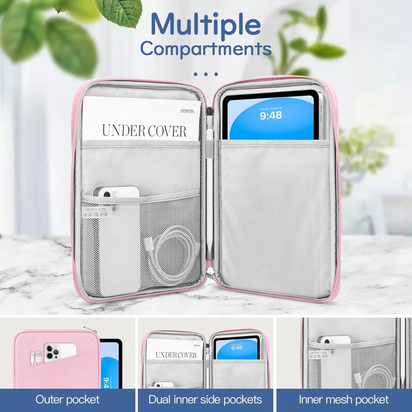 Dadanism 9-11" Tablet Sleeve Bag Carrying Case for iPad (A16) 11th Gen 11", iPad 10th Gen 10.9" Air 5/4, iPad Air M4/Pro 11", iPad 9/8/7th, Galaxy Tab A11+ Plus 11", Remarkable 2 10.3", Black