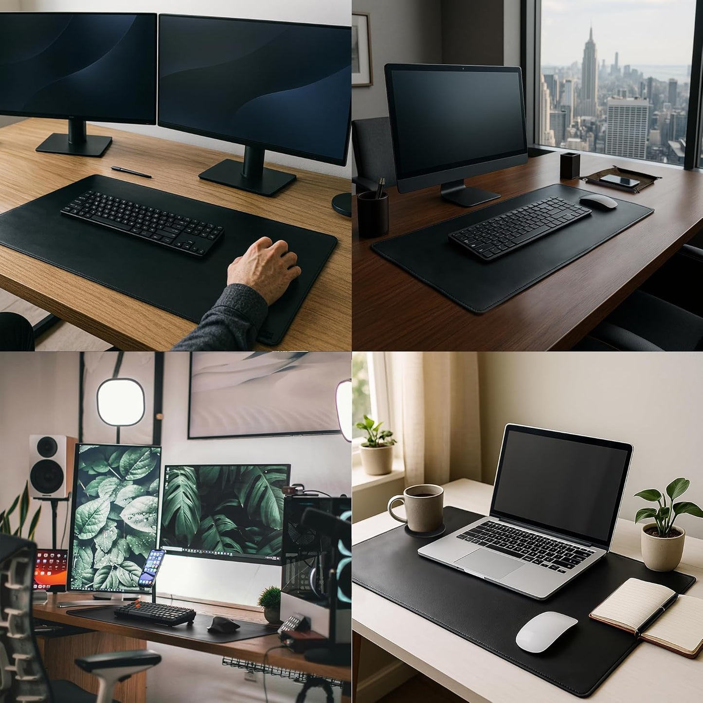 Leather Desk Mat Desk Pad - Full Grain (32x16) Leather Desk Cover Blotter & Protector - Large Computer Keyboard Gaming Table Mat - Desktop Accessories Mouse Pad for Laptop, Office & Home