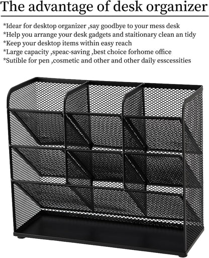 Marbrasse Mesh Desk Organizer, Multi-Functional Pen Holder, Desktop Stationary Organizer, Storage Rack for School Home Office Art Supplies (Mesh Pen Holder)