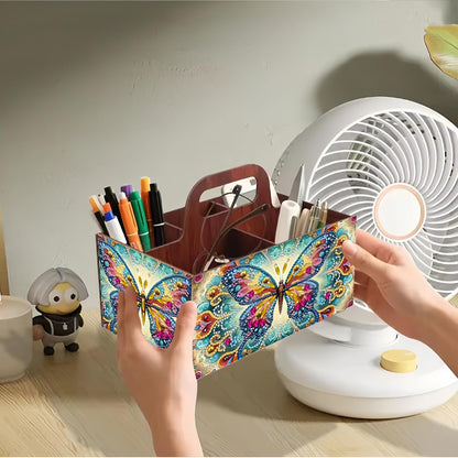 LSQFS DIY Diamond Painting Storage Box, Wooden Multi-Grid Organizer with Handle, Portable Desktop Caddy for Art Kits, Craft Tools, Makeup Brushes, Stationery Home Office