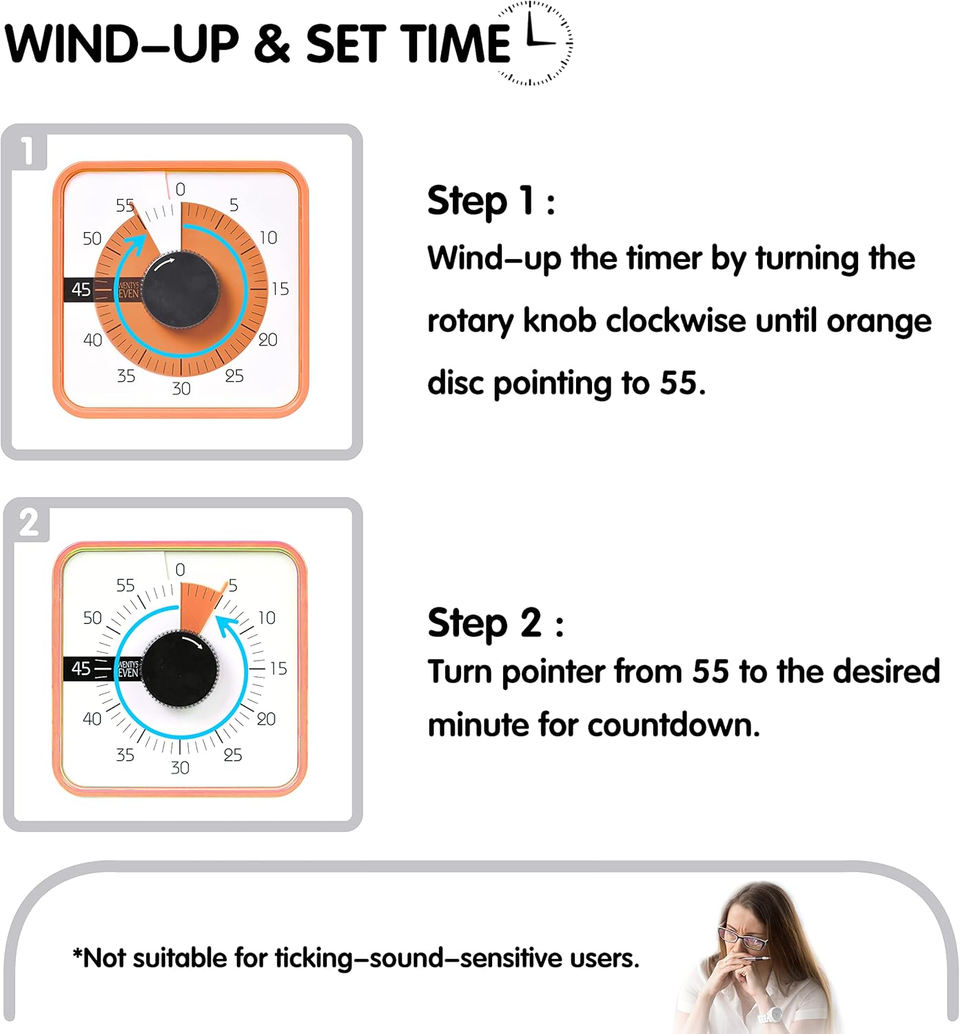 Visual Timer 7.5 inch; 60 Minute 1 Hour Countdown Timer for Kids Classroom Teaching Tool Home Office Meeting, Mechanical Countdown Clock for Exam Time Management Magnetic, Sky Blue with Colorful Disc