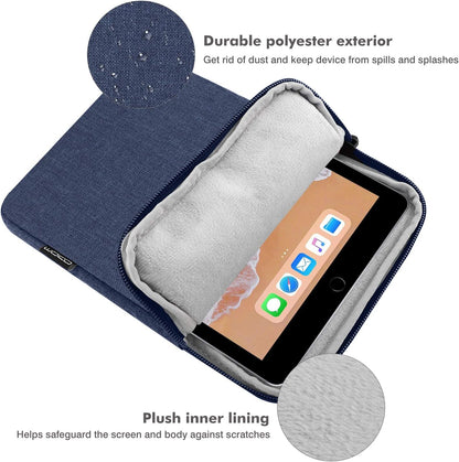 MoKo 7-8 Inch Tablet Sleeve Bag, Polyester Pouch Cover Case Fits iPad mini (A17 Pro) 8.3" 2024, iPad mini 6/5/4/3/2/1, Samsung Galaxy Tab S2 8.0, Tab A 8.0, ZenPad Z8s 7.9,Black