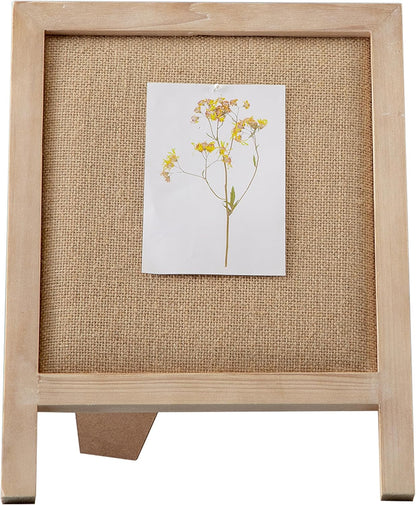 SOFE Small Bulletin Board for Desk, 12"×15" Linen Pin Board with Stand, Tabletop Vision Board, Message Board Memo Display Board, Farm House Standing Notice Board for Home Office
