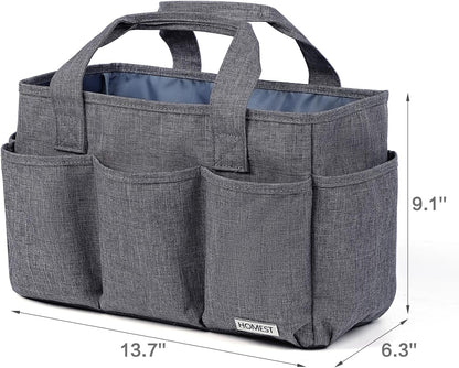 HOMEST Craft Organizer Tote Bag with Multiple Pockets, Storage Art Caddy for Scrapbooking, Crafts Supply Carrier for Tool, Gray