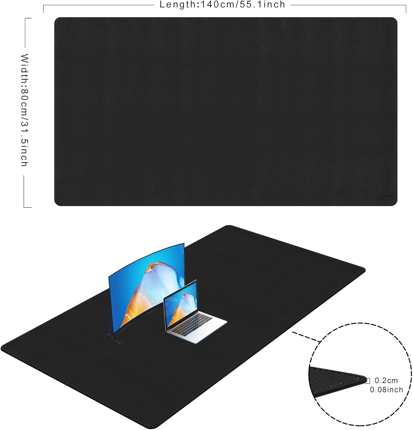 Cacoy 36" x 20" Leather Desk Mat for Home Office, Extra Large PU Leather Desk Pad Blotters, Waterproof Computer Keyboard Mat, Extended Gaming Mouse Pad, Desk Protector for Desktop and PC Laptop, Black