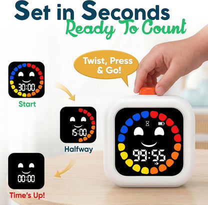 Digital Visual Timer for Kids - Rechargeable, Silent Count Up/Down for Calmer Routines - 99 Min Countdown Kids Timer for Classroom, Home & Therapy - Builds Focus & Independence