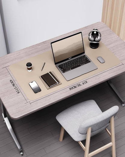 YSAGi Double-Sided Desk Pad, 31.5"x15.7"Leather Desk Mat, Eco Cork Desk Pad Protector,Large Mouse Pad,Waterproof Desk Blotter for Office/Home(Coffee)