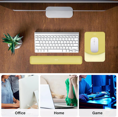 MOSISO Wrist Rest Support for Mouse Pad&Keyboard Set, Rectangular Ergonomic Mousepad Non-Slip Base Home/Office Pain Relief&Easy Typing Pad with Neoprene Cloth&Raised Silicone Lining, Green
