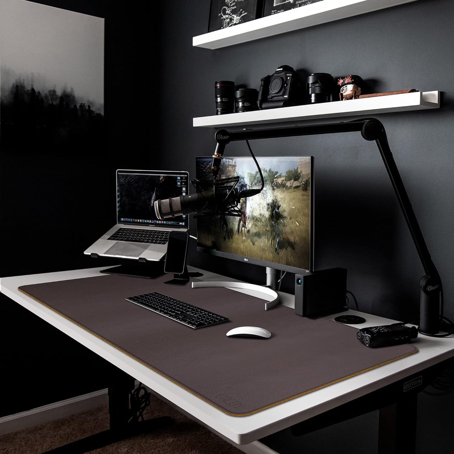 Cacoy 36" x 20" Leather Desk Mat for Home Office, Extra Large PU Leather Desk Pad Blotters, Waterproof Computer Keyboard Mat, Extended Gaming Mouse Pad, Desk Protector for Desktop and PC Laptop, Black
