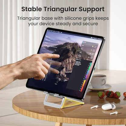 Itramax Tablet Stand for Desk,Foldable iPad Stand Desktop,Adjustable Portable Tabletop Nightstand Holder for Kindle Fire,Scribe,Paperwhite,iPhone 17 16 15,iPad Pro,Air,Mini,Samsung Galaxy Tab S10 S9