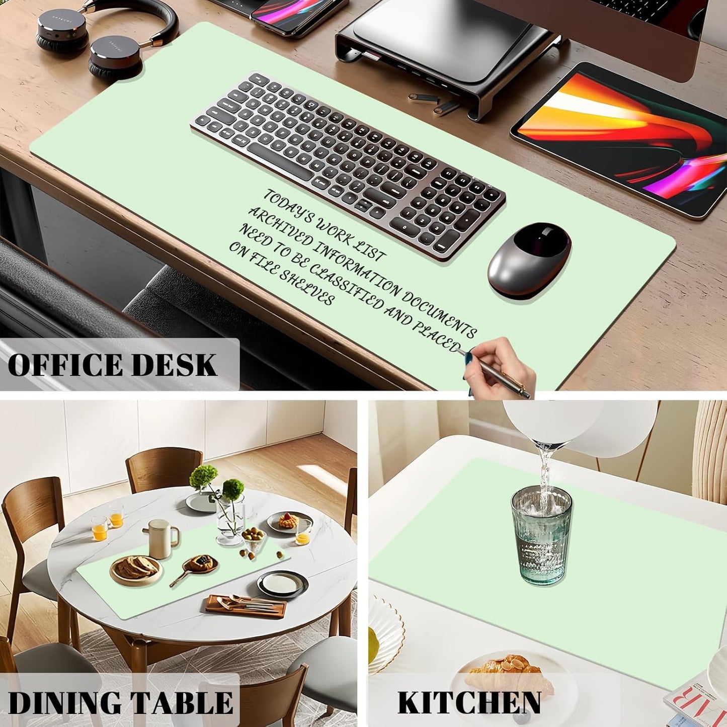 Dry Erase Desk Mat, Waterproof Desk Pad, Erasable Writing White Board for Making Plans, Non-Slip Large Desktop Protector for Office, Home, School 31"x13" (Blue)