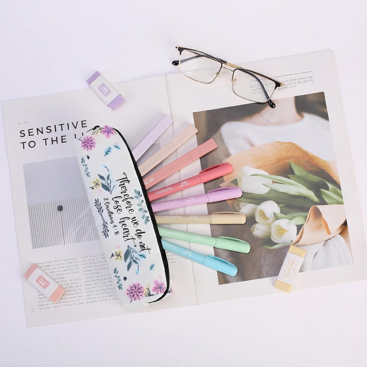 Mr. Pen- Cute Pencil Case Pouch, Multipurpose Canvas Bible Pencil Pouch, Smooth Zipper, Premium Material, Neat Stitches, Ideal for Stationery, Cosmetics, Electronics, School, Office, Travel