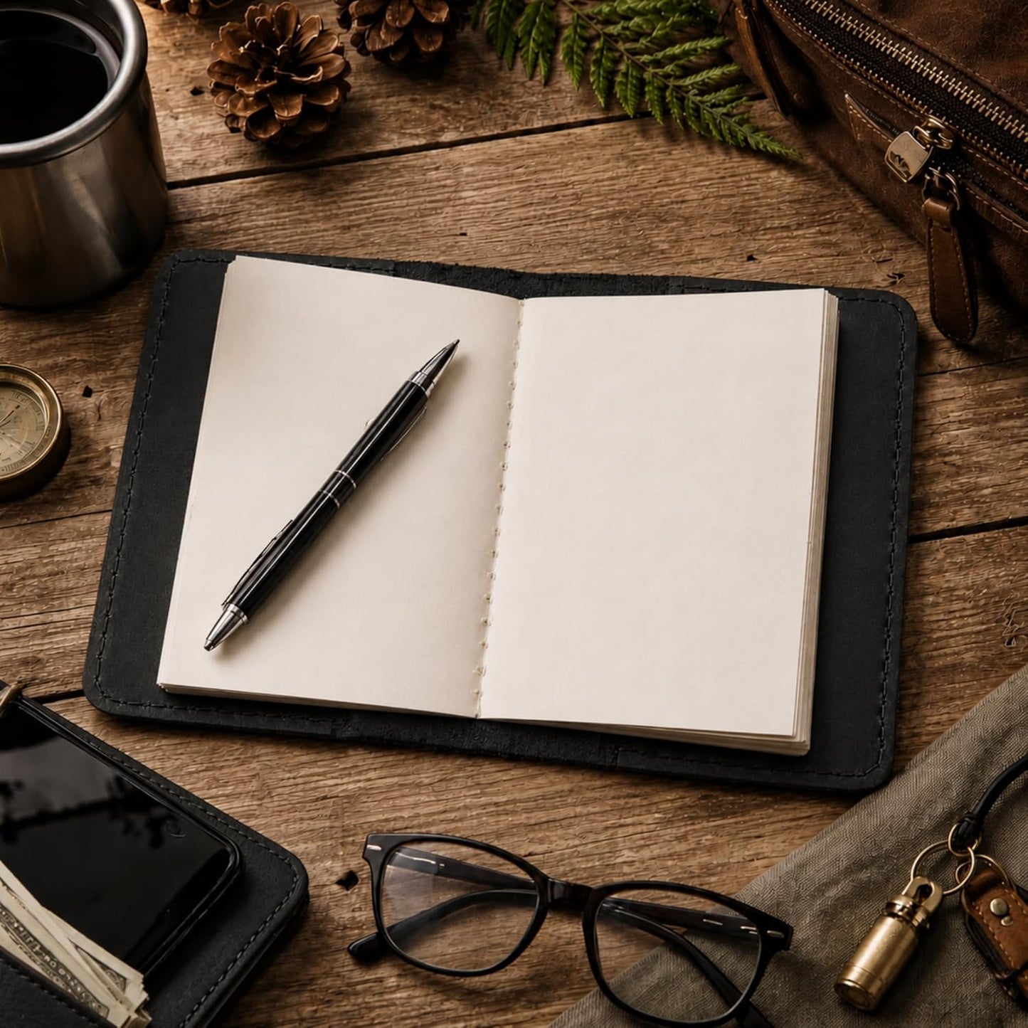 Leather Journal Cover for 2.5 x 4 Inches Pocket Notebooks – Handmade Refillable Mini Notebook Cover – Compatible with Outus, Qeeenar & Similar Small Journals, Travel Memo Pads & Pocket Diaries