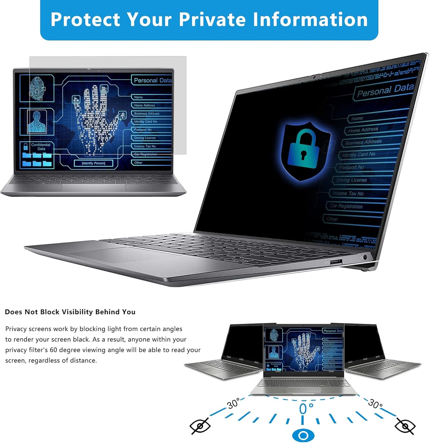 [2 Pack] 27 Inch Computer Privacy Screen , 16:9 Aspect Ratio Monitor Privacy Filter with Anti-Glare, Anti-Blue Light & Anti-Spy Protection, Removable Anti-Scratch Screen Protector for 27-Inch Widescreen Monitors