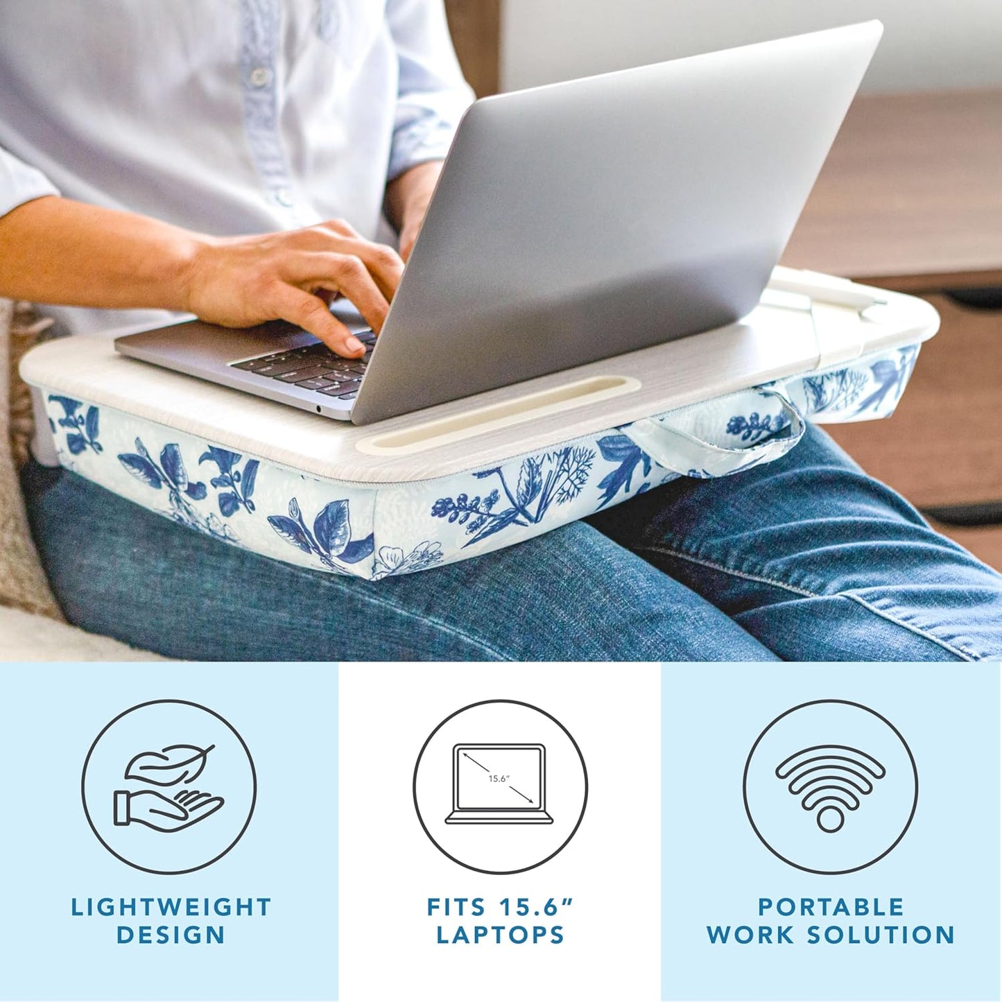 LAPGEAR Designer Lap Desk with Phone Holder and Device Ledge - Arrow Stripes - Fits up to 15.6 Inch Laptops - Style No. 45411