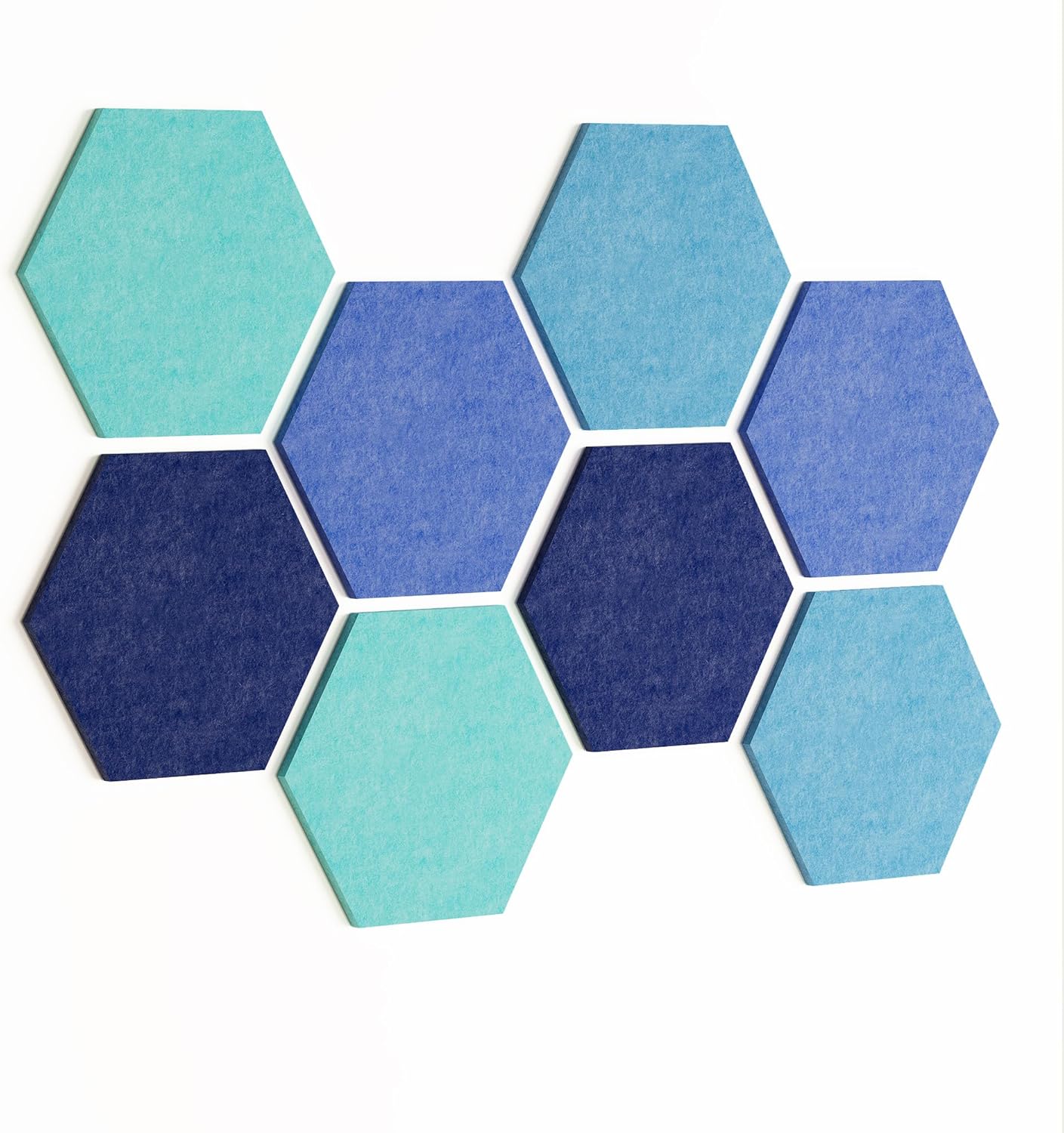 8 Pack Hexagon Felt Bulletin Board Tiles - 12" Large Thick Pin Board for Walls with 30 Push Pins, DIY Boards for Office Home School Decor, Aesthetic Hex Cork Board Alternative