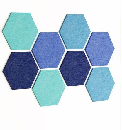 8 Pack Hexagon Felt Bulletin Board Tiles - 12" Large Thick Pin Board for Walls with 30 Push Pins, DIY Boards for Office Home School Decor, Aesthetic Hex Cork Board Alternative