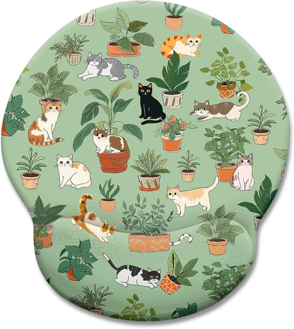 LIMKRIAN Cat Ergonomic Mouse Pad with Wrist Rest, Gaming Mouse Pad with Wrist Support, Funny Mouse Pads for Desk, Computer Mousepad with Non-Slip Pain Relief PU Base, Cute Office Desk Accessories