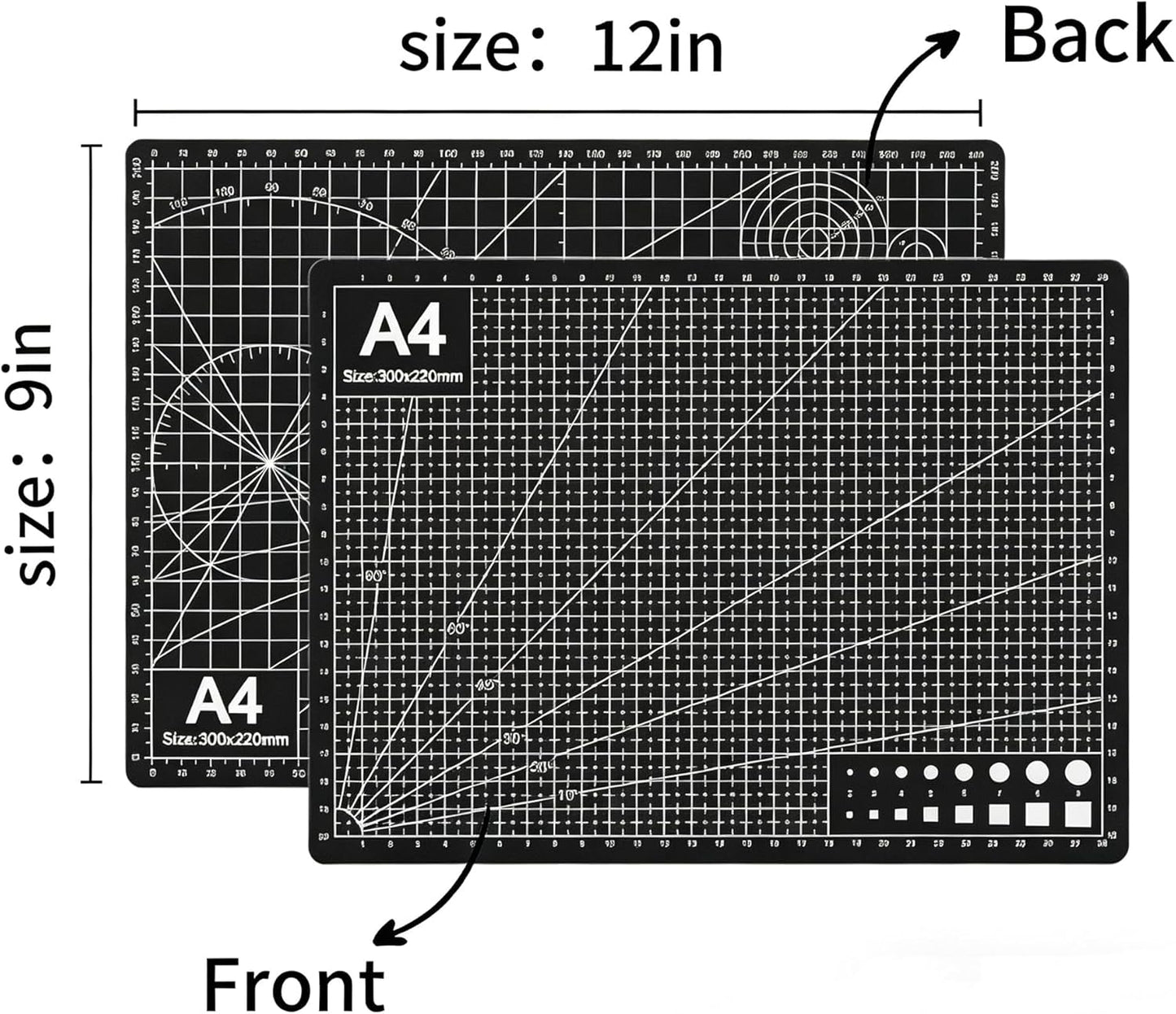 Professional A4 Self-Healing Cutting Mat, Non-Slip Craft Cutting Board with Grid, Durable PVC Material for Handmade Scrapbooking, Sewing, Model Making and Office Desktop Protection