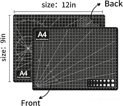 Professional A4 Self-Healing Cutting Mat, Non-Slip Craft Cutting Board with Grid, Durable PVC Material for Handmade Scrapbooking, Sewing, Model Making and Office Desktop Protection