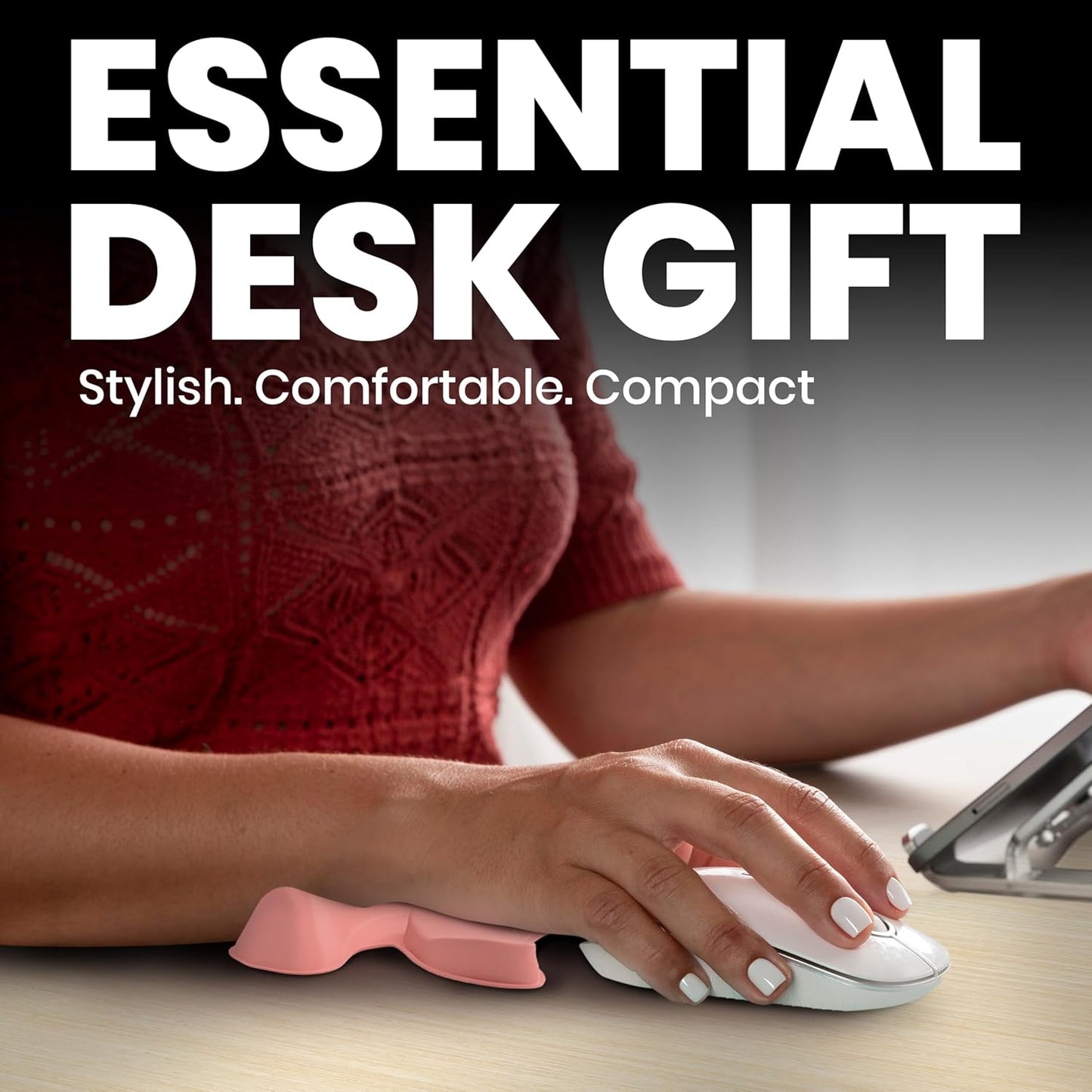 GlideX r2.0 Ergonomic Mouse Wrist Rest – Compact Sliding Wrist Pad with Low Profile Design for Desk Laptop Travel, Fits Small to Medium Hands (Black)