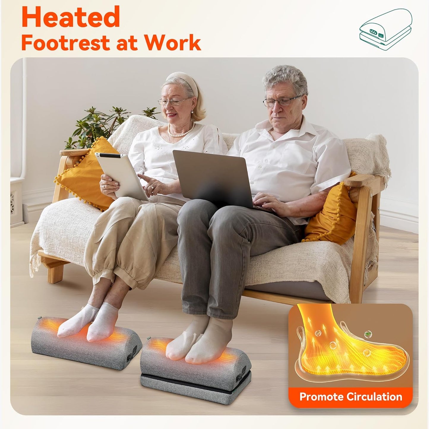 Snailax Heated Foot Rest Under Desk at Work, FSA Eligble Desk Foot Stool with Heat & Vibration Massage, Adjustable Height, 2 Heat Levels Foot Warmer Feet Heater for Office Chair, Gaming Home Use