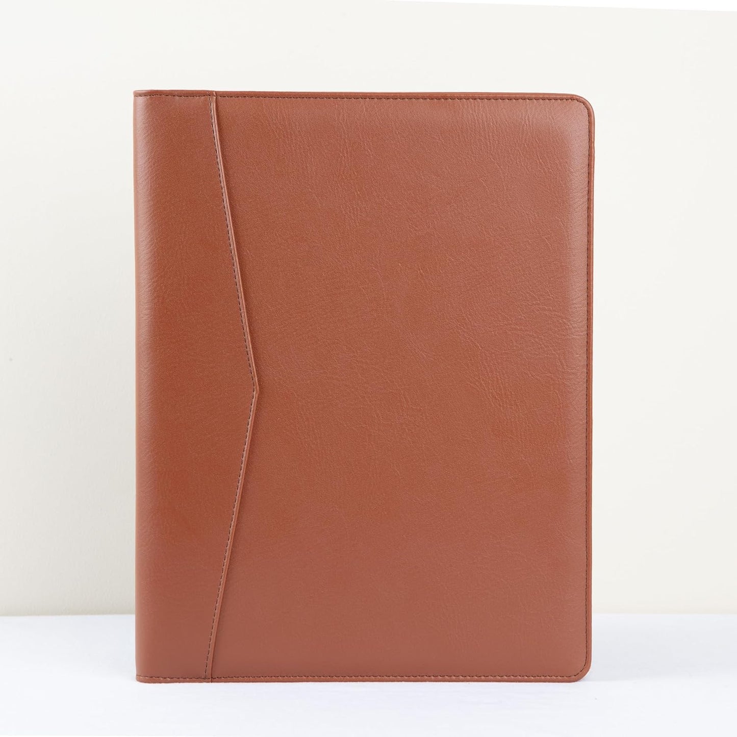 STYLIO Padfolio Portfolio Organizer Binder | Interview Resume Folder, Legal Document, Business Card Holder |w/Letter-Sized Notepad | Handsome Piano Noir Faux Leather Folio Matte Finish, Accent Stitch