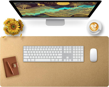 Bloss Leather Desk Pad and Keyboard Wrist Rest, Large Mouse Pad + Keyboard Pad+Mouse Wrist Support, Non-Slip Desk Mat Protector for Office, Home(31.5×15.7 Inches,Beige) - Colors B