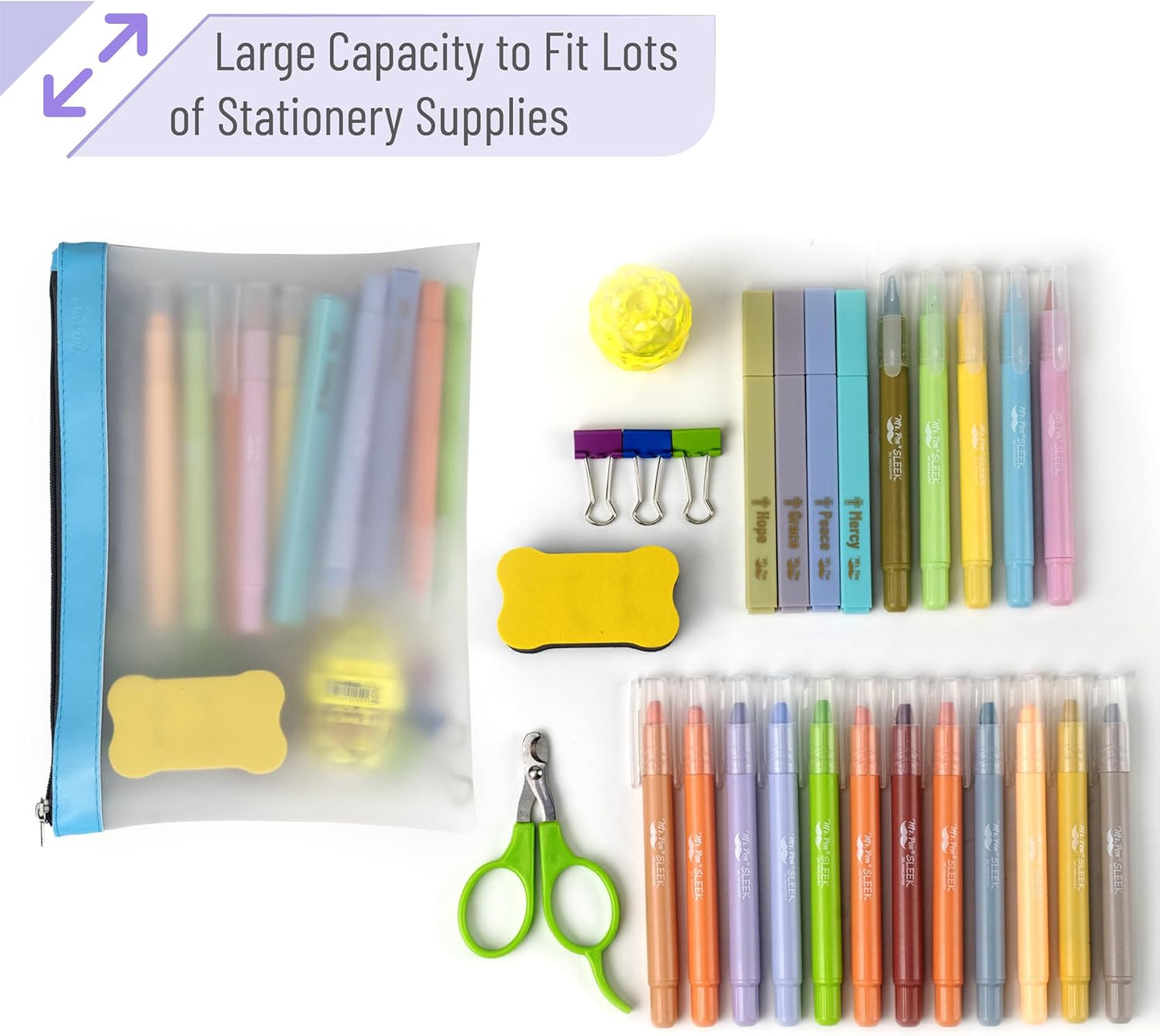 Mr. Pen- Clear Pencil Pouch, 8.50"x4.25", 3 Pack, Durable TPU Material, Medium Water-Resistant Pencil Bags with Smooth Zipper, Multipurpose Clear Pouch for Stationery, School, Office, Travel Supplies
