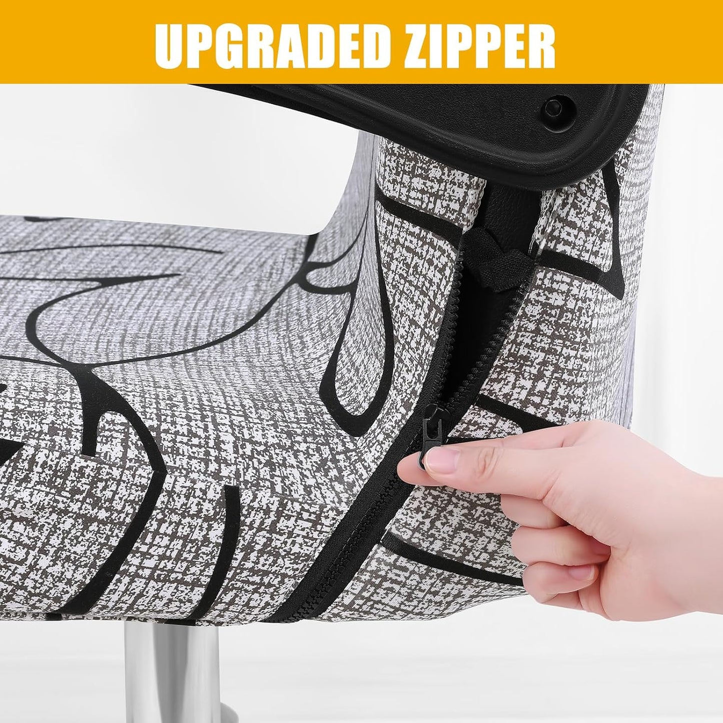 Smiry Stretch Printed Office Chair Armrest Covers, 2 Pcs Soft Fit Removable Washable Computer Desk Chair Arm Covers Protector, Black