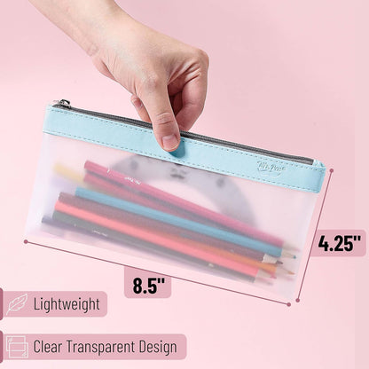 Mr. Pen- Clear Pencil Pouch, 8.50"x4.25", 3 Pack, Durable TPU Material, Medium Water-Resistant Pencil Bags with Smooth Zipper, Multipurpose Clear Pouch for Stationery, School, Office, Travel Supplies