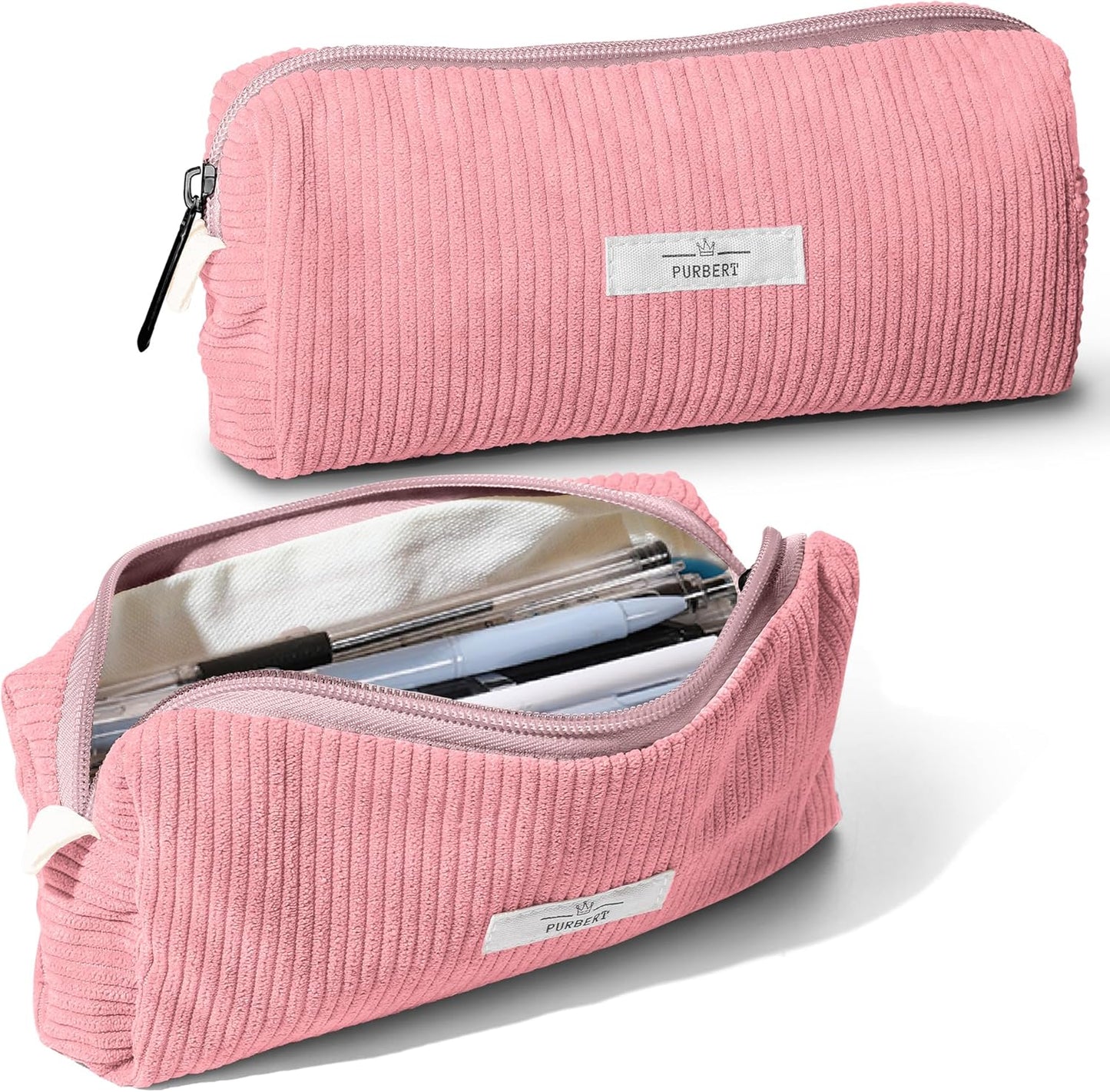 Pencil Bag Pen Case, Soft Corduroy Small Pencil Pouch Organizer with Zipper, Cute Pencil Case Pouch Stationery for Girls and Boys – Apricot