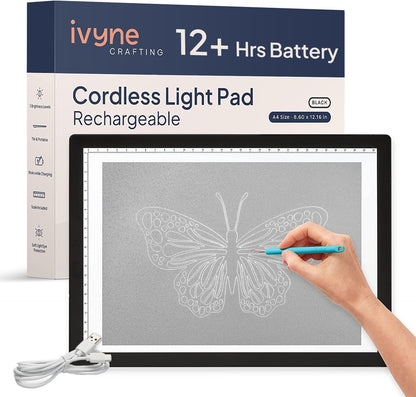 iVyne Rechargeable A4 Light Pad for Tracing & Weeding - LED Light Board for Weeding Vinyl - for Cricut Vinyl Weeding Tools - Ultra-Thin & Portable - Perfect for Artists & Crafters - Pink